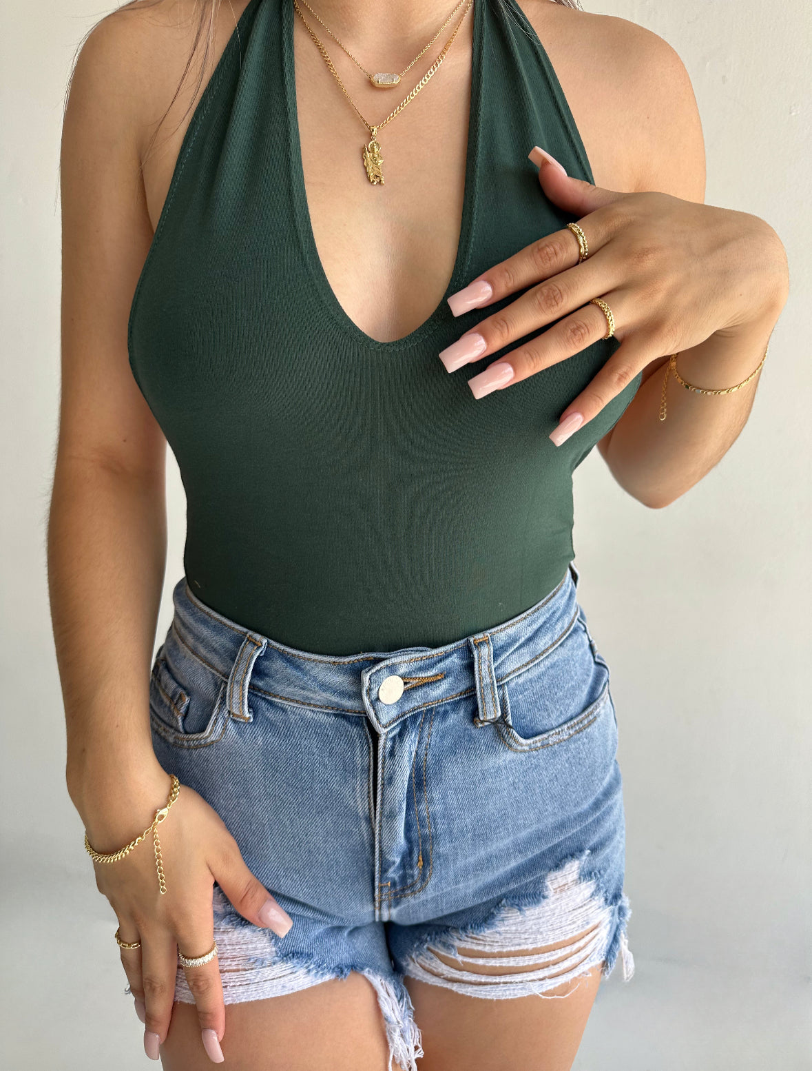 Low Cut Halter Bodysuit