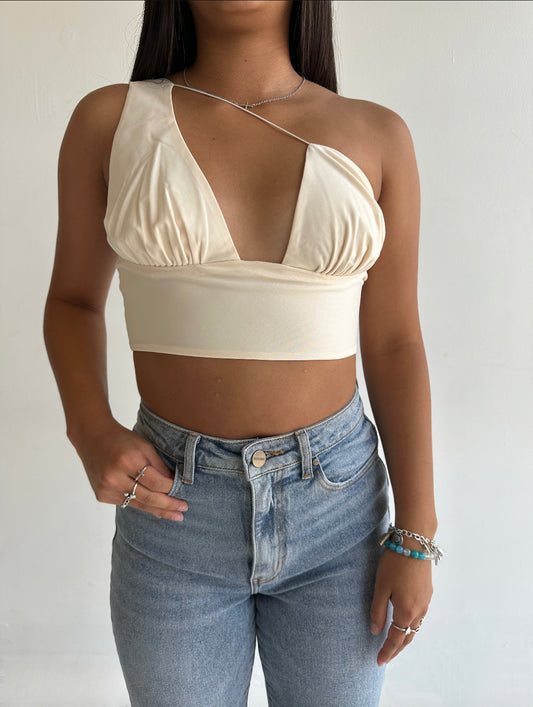 Asymmetrical Plunge Crop Top