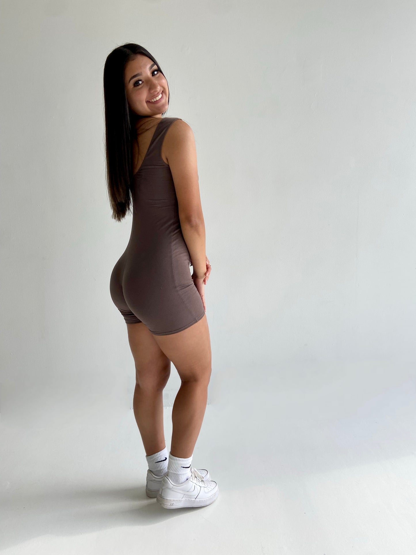 Solid Unitard Tank Romper