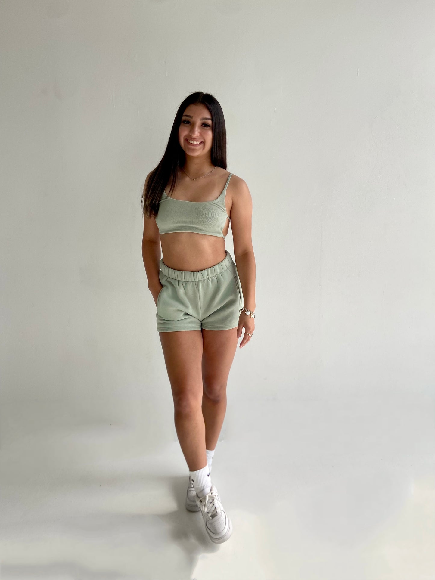 Sage Crop Top Lounge Set